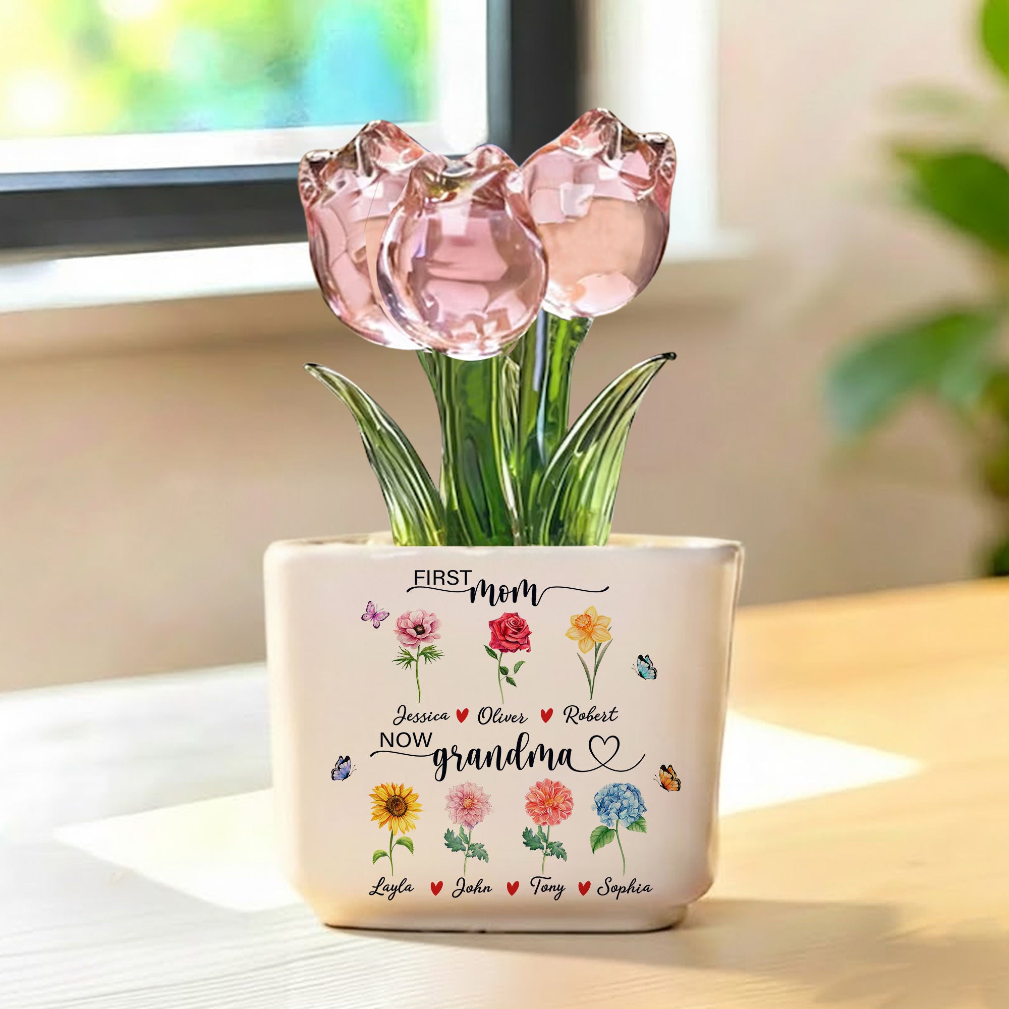 Personalized Glass Tulip for Grandma