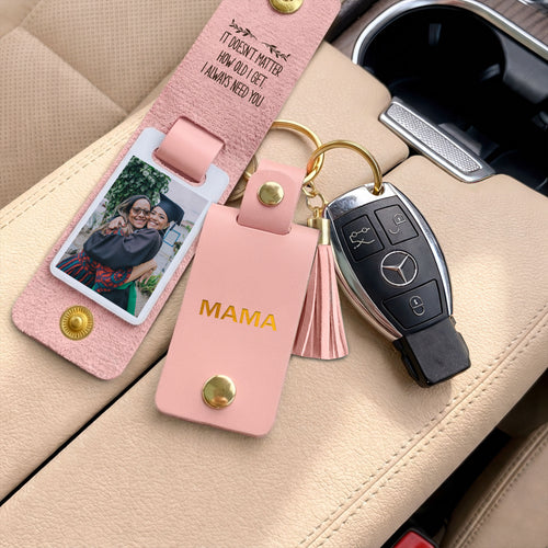 Custom Photo Leather Keychain for Mom