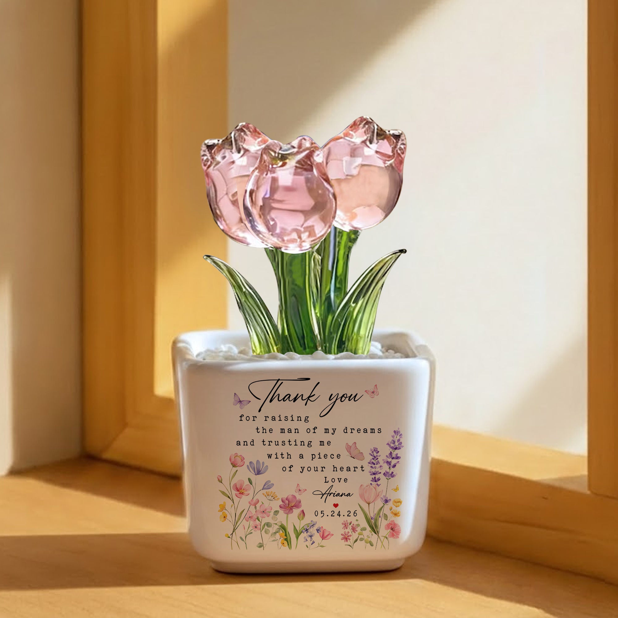 Personalized Glass Tulip for Mother-in-Law