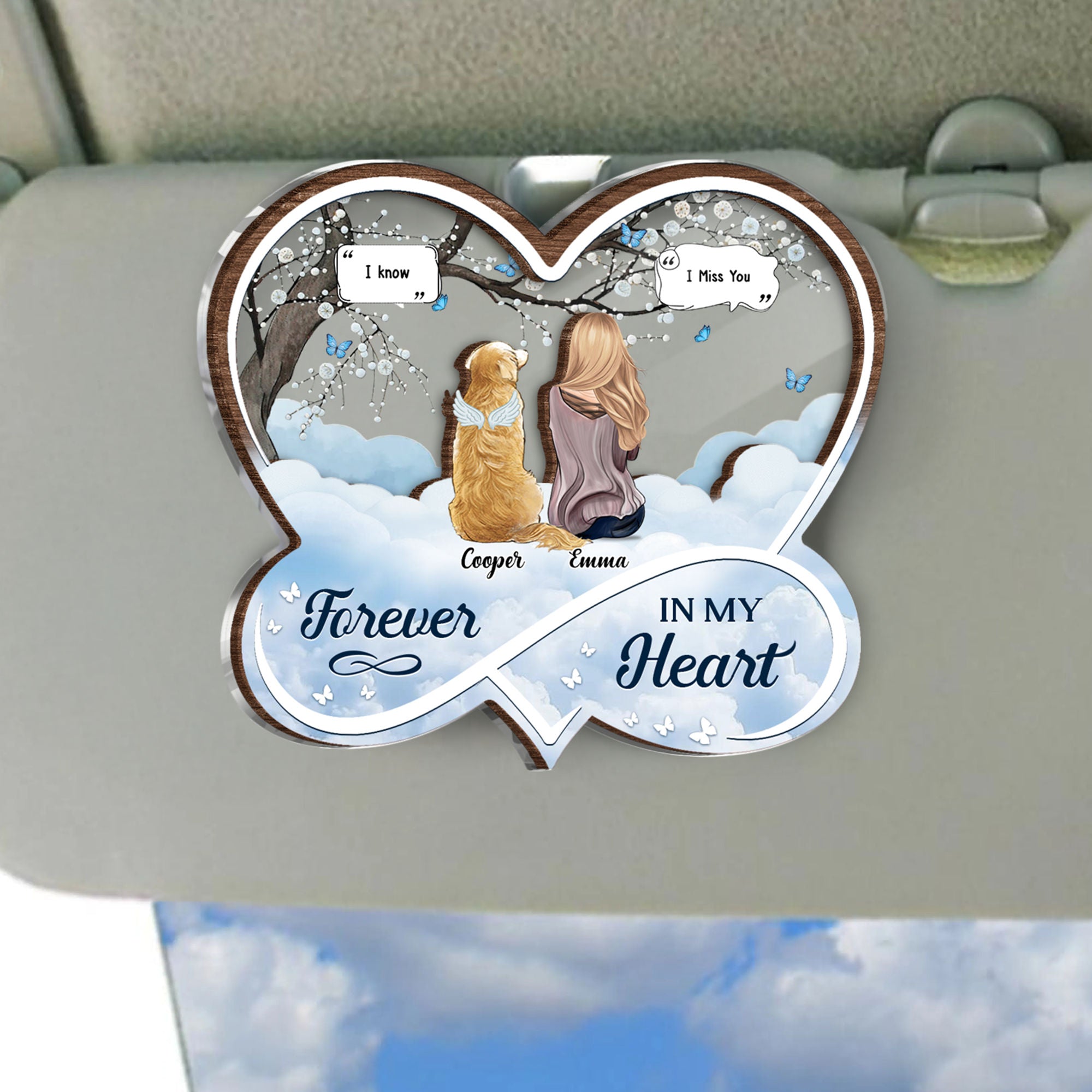 Personalized Dog Memorial Car Visor Clip