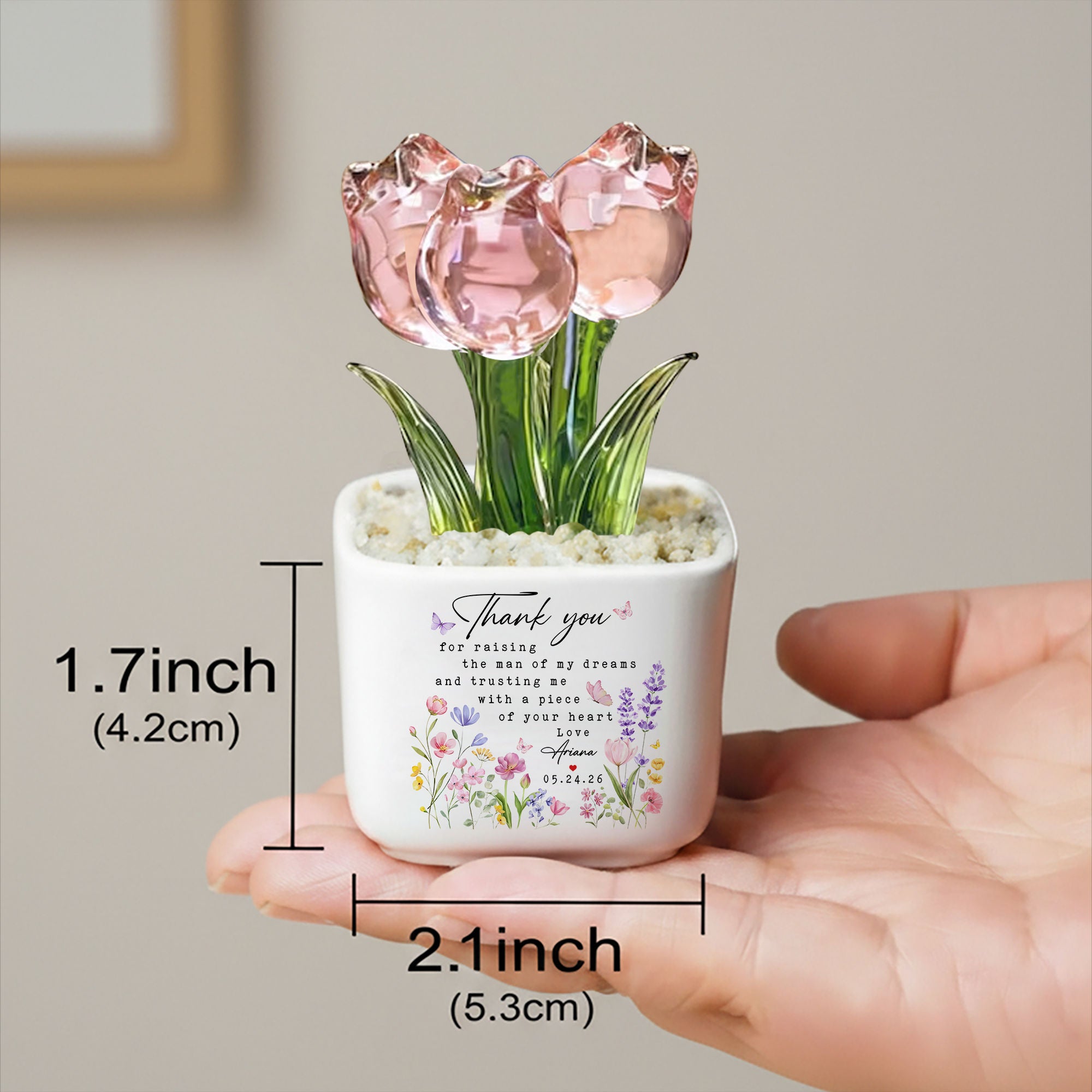Personalized Glass Tulip for Mother-in-Law