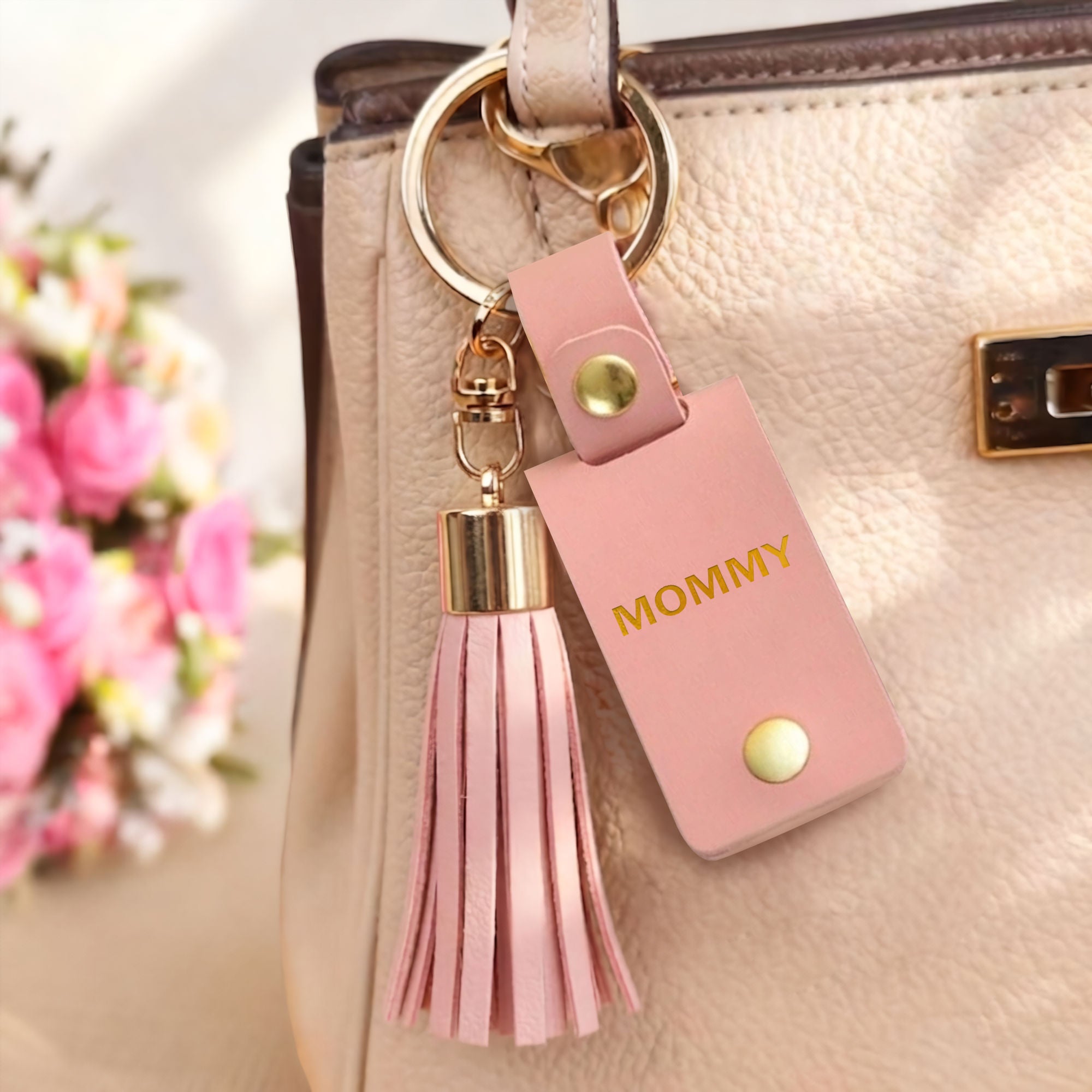 Custom Photo Leather Keychain for Mom