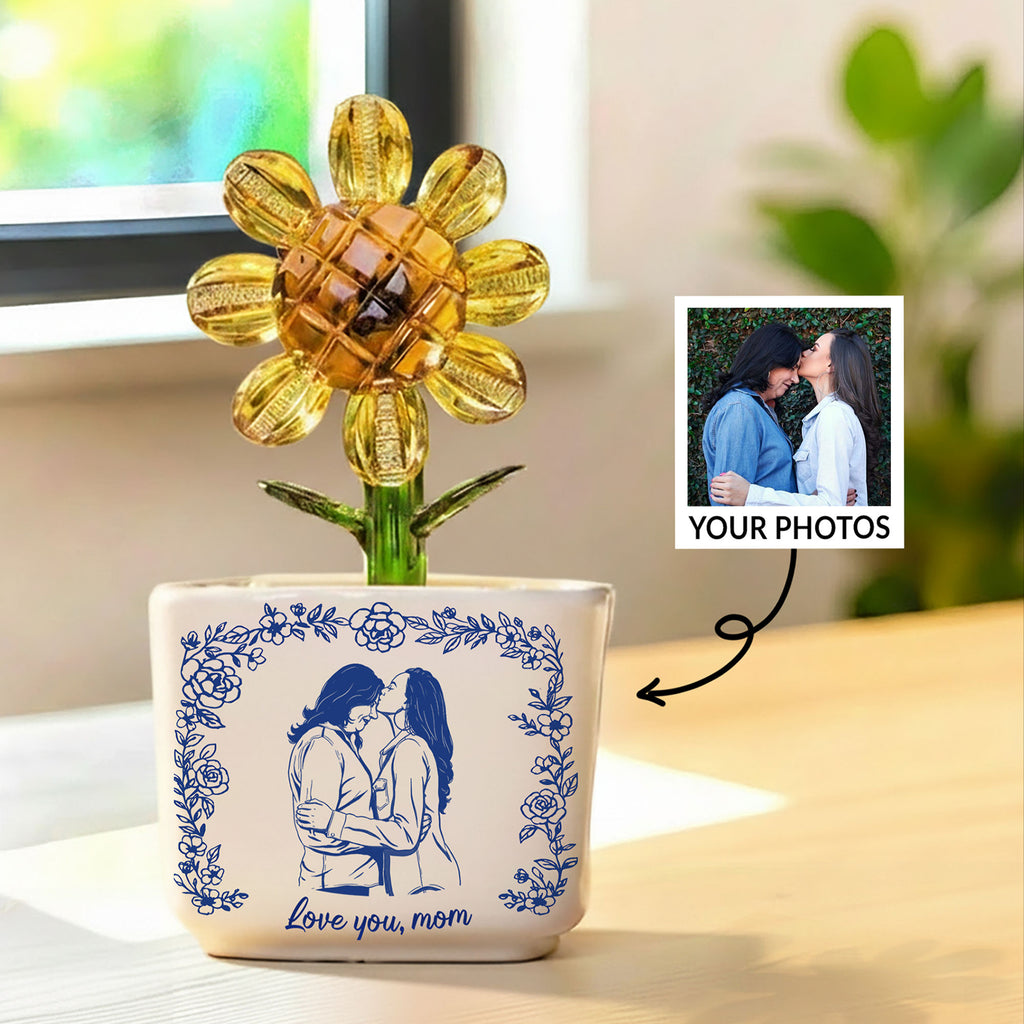 Personalized Photo Sunflower Pot