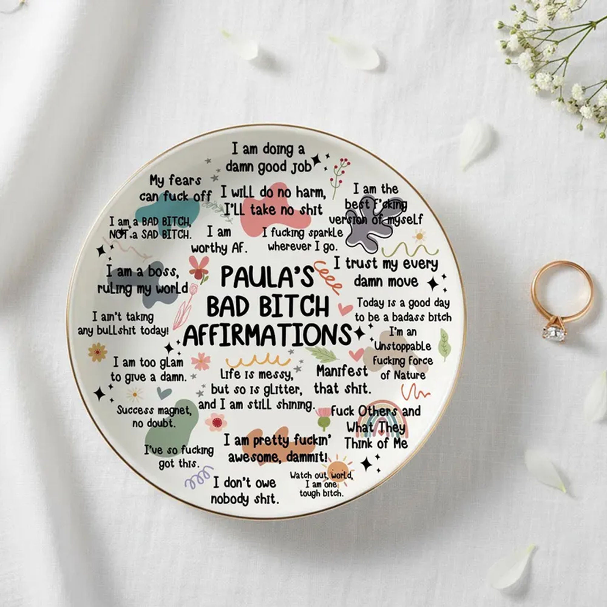 Personalized Ceramic Trinket Tray