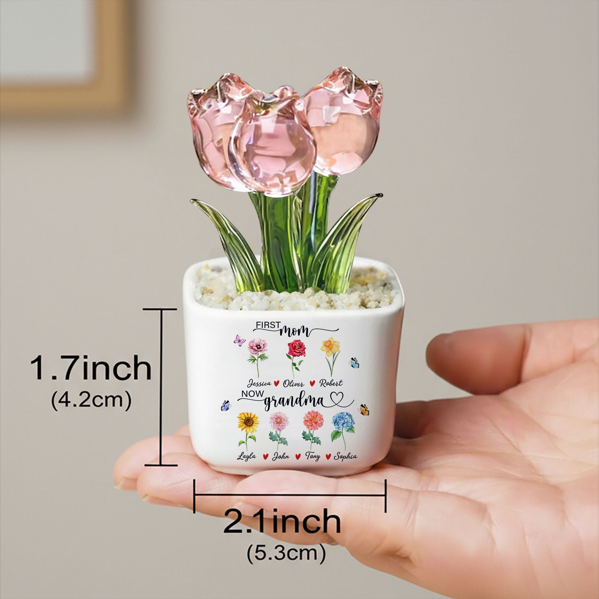 Personalized Glass Tulip for Grandma