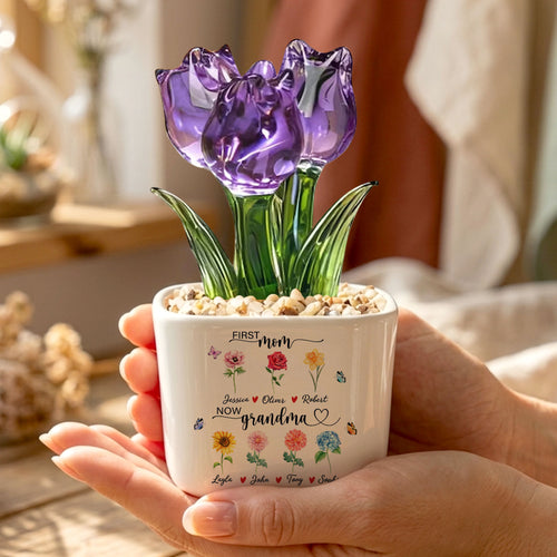 Personalized Glass Tulip for Grandma